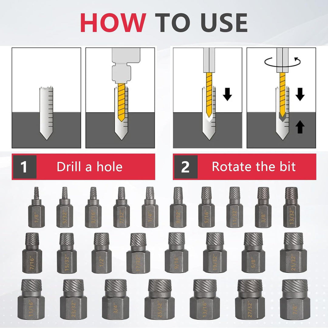 CPROSP 25tlg Schraubenausdreher Set Profi, Screw Extractor zum Entfernen Von Gebrochenen Bolzen, Sch