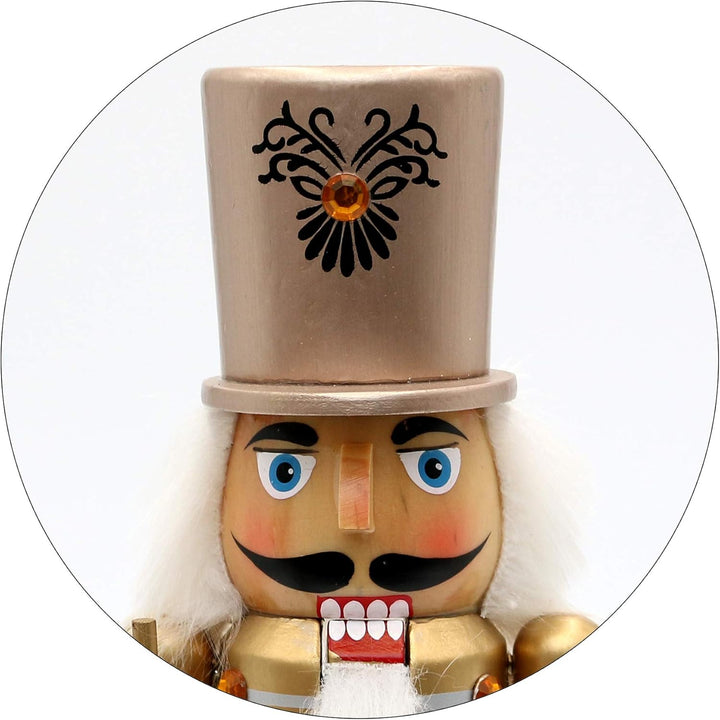 Dekohelden24 Holz Nussknacker Soldat in Silber/Gold/weiss, Masse L/B/H: 8 x 6,5 x 30 cm, 30 cm Solda