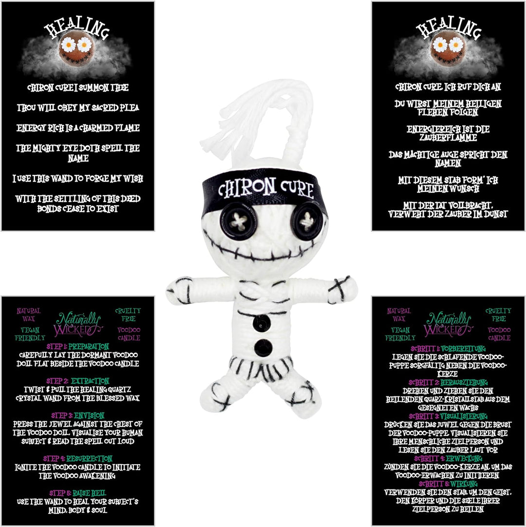 Naturally Wicked Voodoo Heilungs Kerze | inkl. Voodoo Puppe & Quarzkristall Zauberstab | Vegane Kris