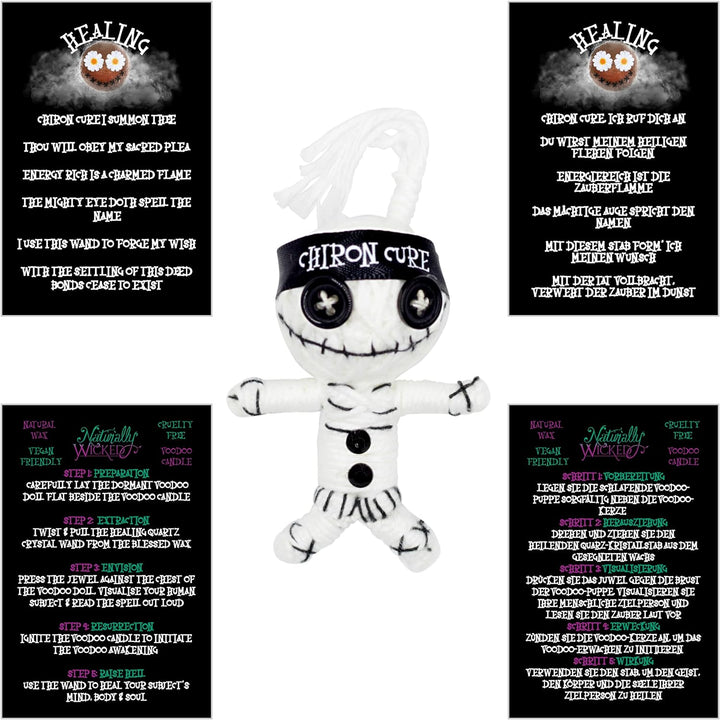 Naturally Wicked Voodoo Heilungs Kerze | inkl. Voodoo Puppe & Quarzkristall Zauberstab | Vegane Kris