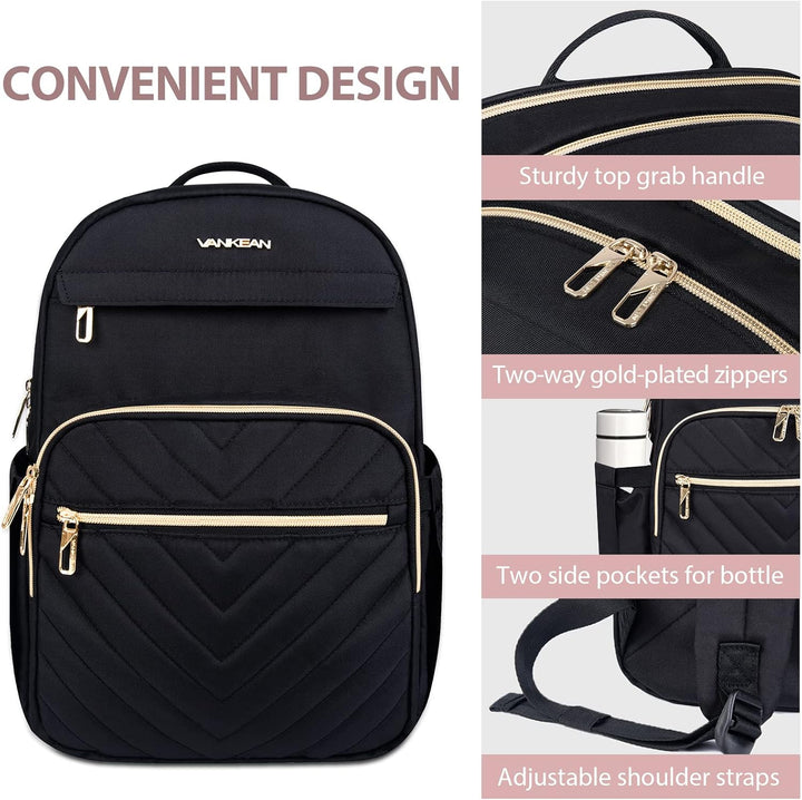 VANKEAN 15.6 Zoll Laptop Rucksack Damen, Schulrucksack wasserdicht Damen Herren Arbeitstasche mit US