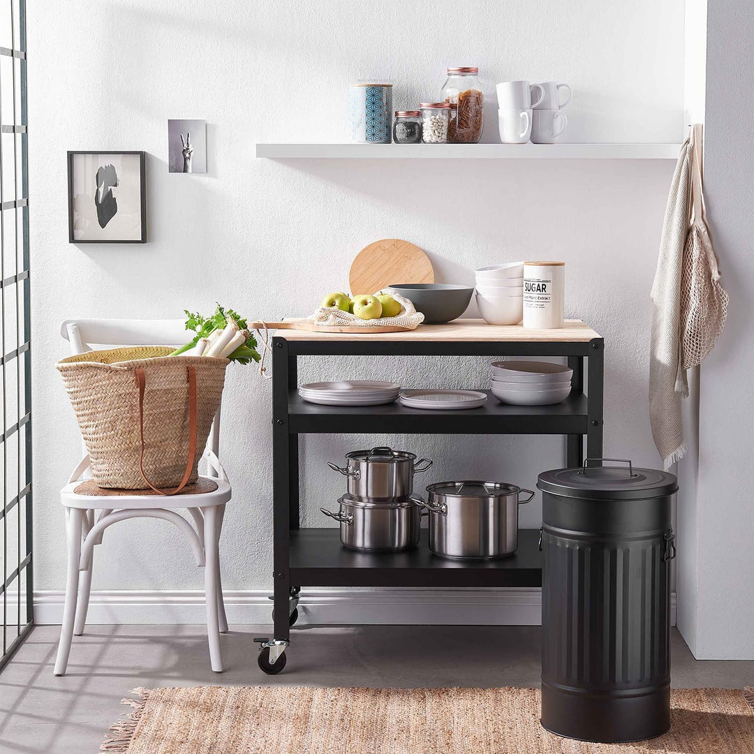 BUTLERS Retro Mülltonne Oskar 40l Mülleimer mit Deckel und Tragegriffen | Küche Abfalleimer ideal al