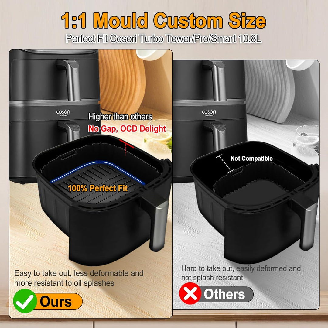 Heissluftfritteuse Zubehör für COSORI Turbo Tower Pro Smart 10,8L, BPA-frei Airfryer Silikonform für