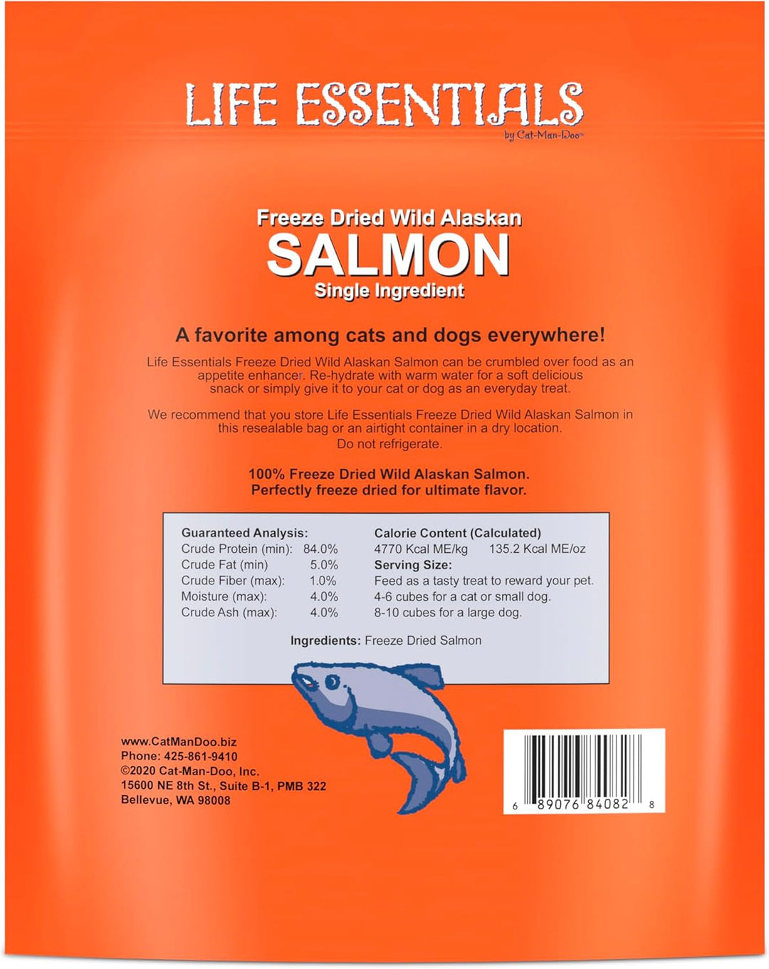 All Natural gefriergetrocknete Wild Alaskan Lachs Leckerlis für Katzen und Hunde – Einzelbestandteil