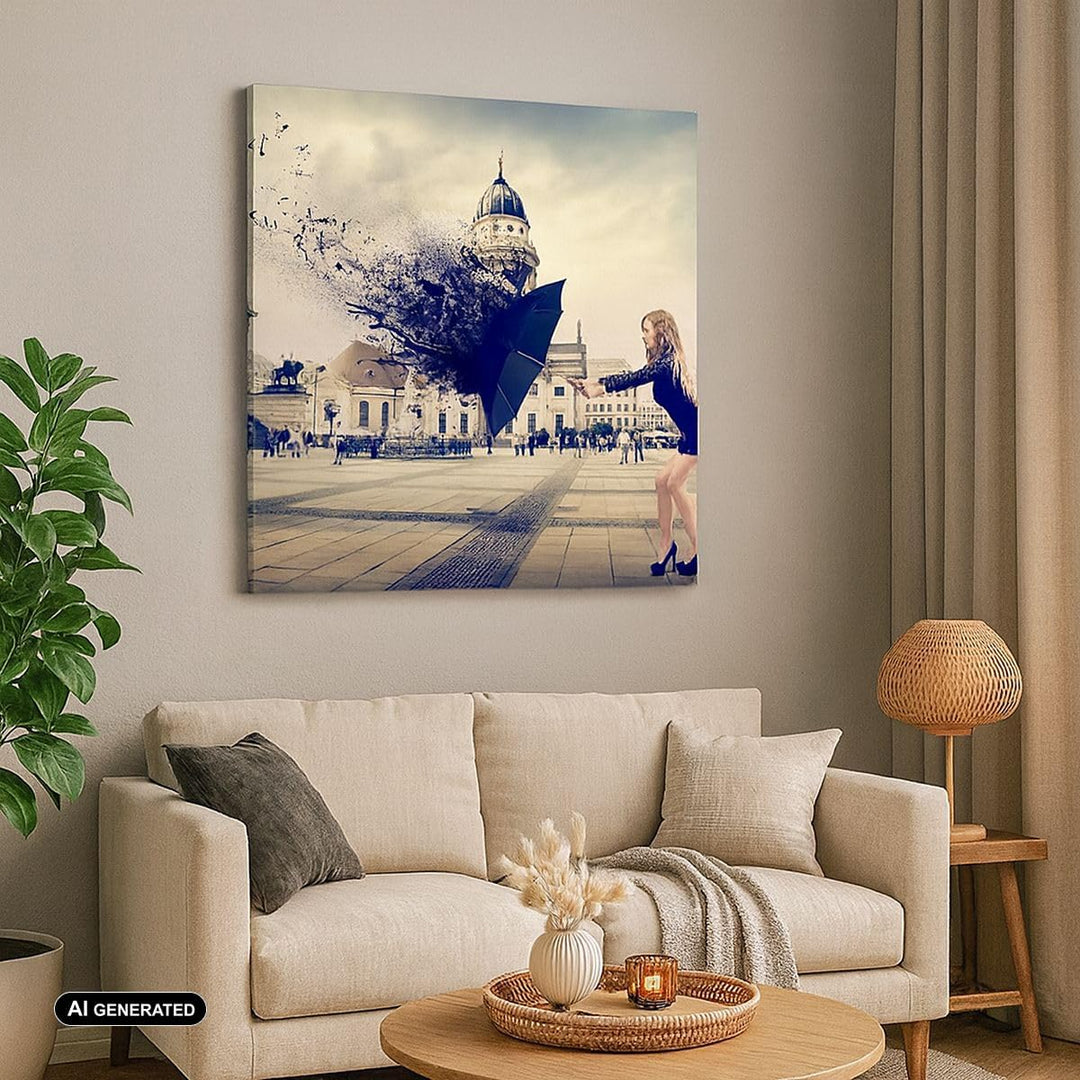 Bilder auf Leinwand 70x70cm Leinwandbild Stadt landmarken quadrat regenschirm Gross Wanddeko Bild Sc