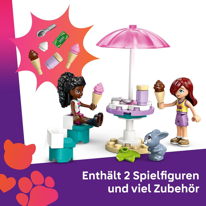 LEGO Friends Heartlake City Eiswagen, Spielset für Rollenspiele, Bauset mit 2 Spielzeugfiguren und e
