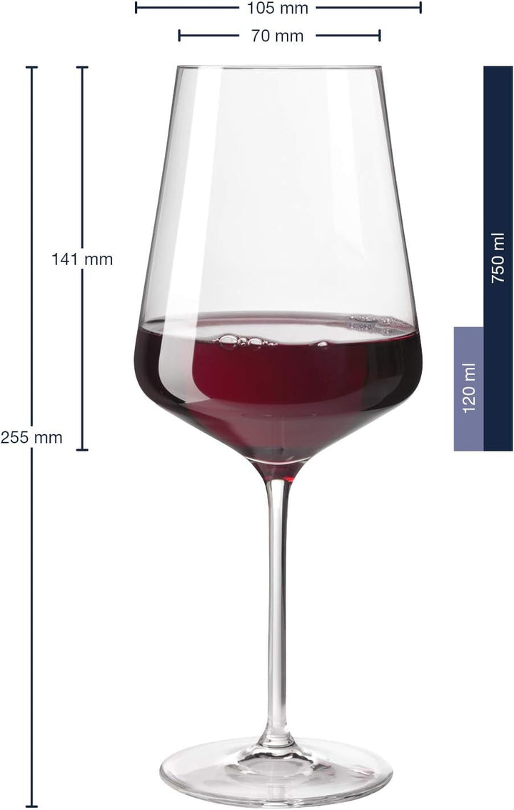 LEONARDO HOME PUCCINI Weinglas, Glas, klar, 6 Stück (1er Pack), 6 Rotweingläser 750 ml, Rotweingläse