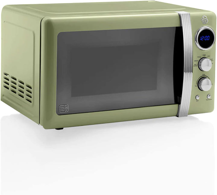 Swan Retro SM22030GNEU Digital Mikrowelle 20L, 5 Leistungsstufen, Auftaufunktion, 60 Minuten Timer,