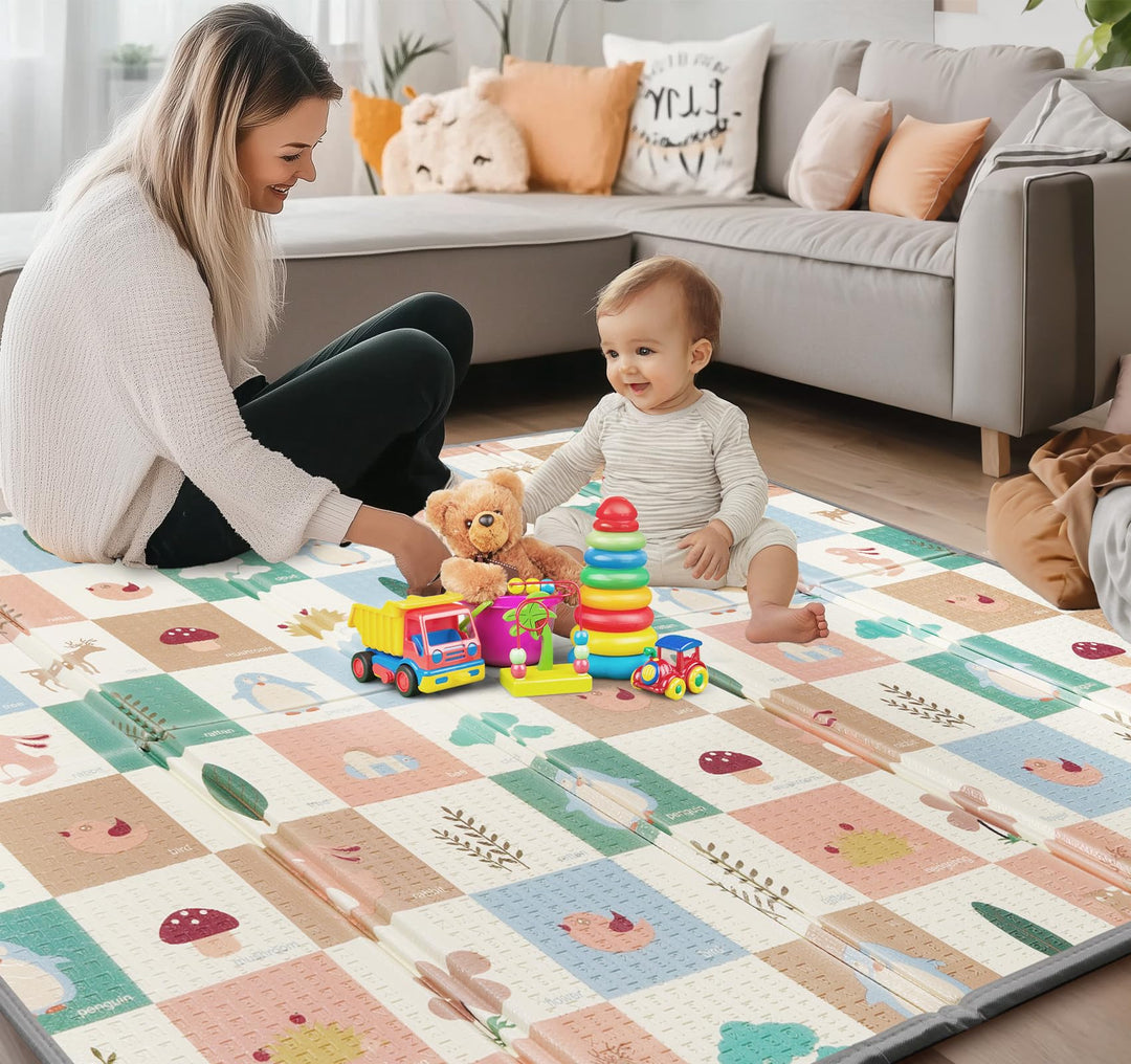Krabbelmatte Baby 180 x 200 x 1,5 cm, Spielmatte Baby Faltbar, Baby Matte Spielmatte Wasserdichte un