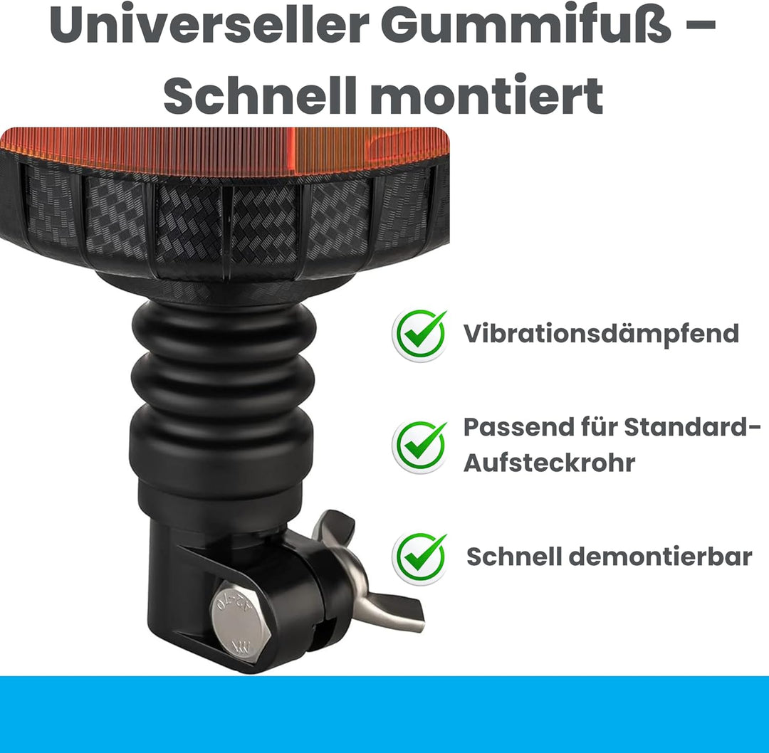 LED Rundumleuchte Warnleuchte 12 und 24 Volt mit Gummifuss 24 Watt E4 ECE R65 R10 Rundumlicht Abmess