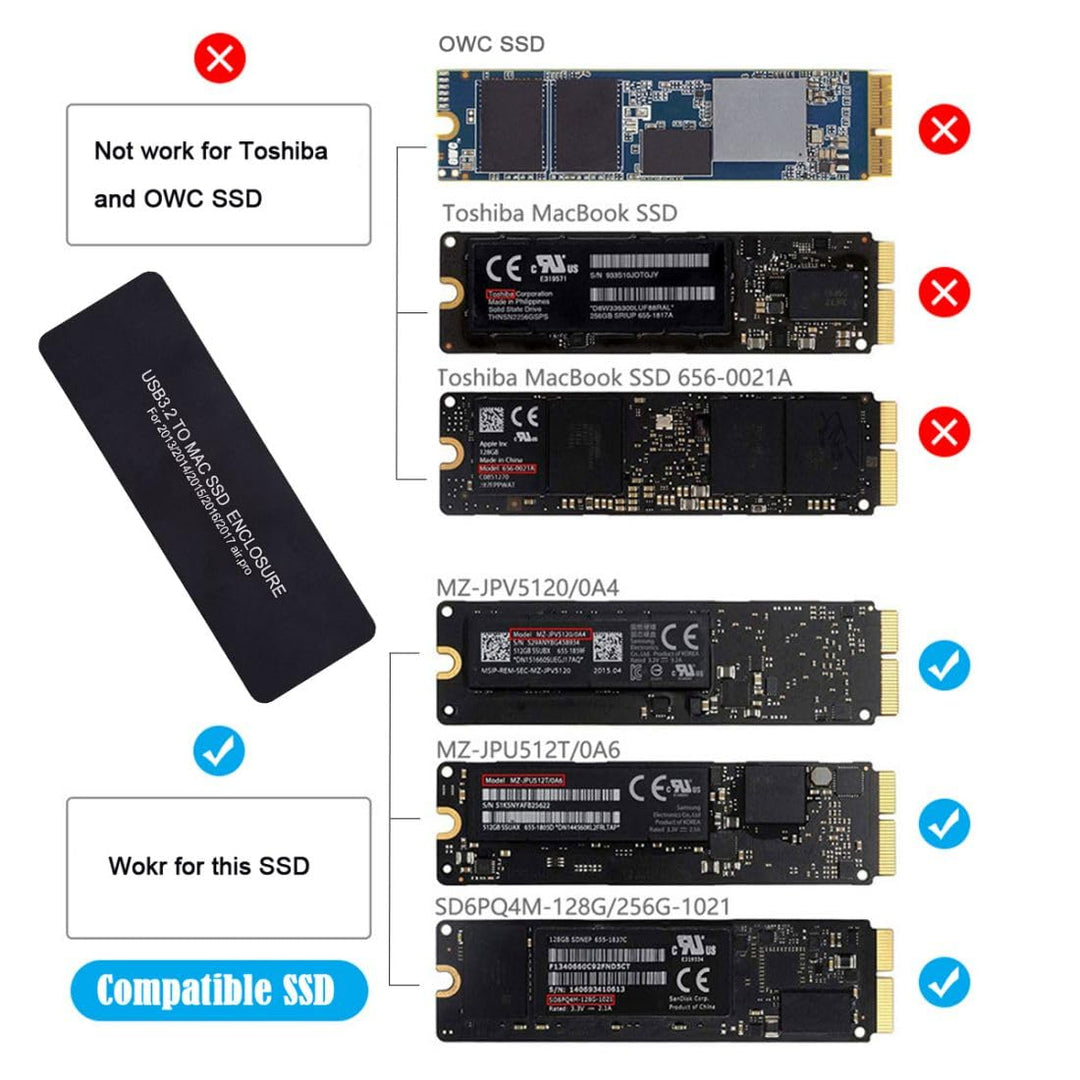 chenyang 12+16Pin MAC SSD auf USB 3.2 Gen 2x2 20Gbit/s Mobiler HDD Gehäuseadapter für 2013 2014 2015