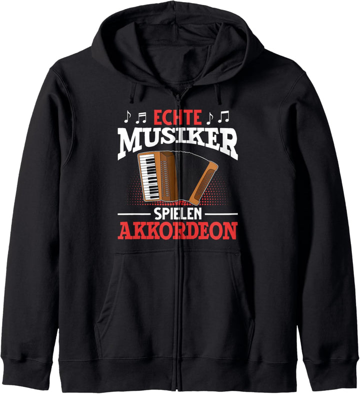 Ziehharmonika Echte Musiker spielen Akkordeon Kapuzenjacke
