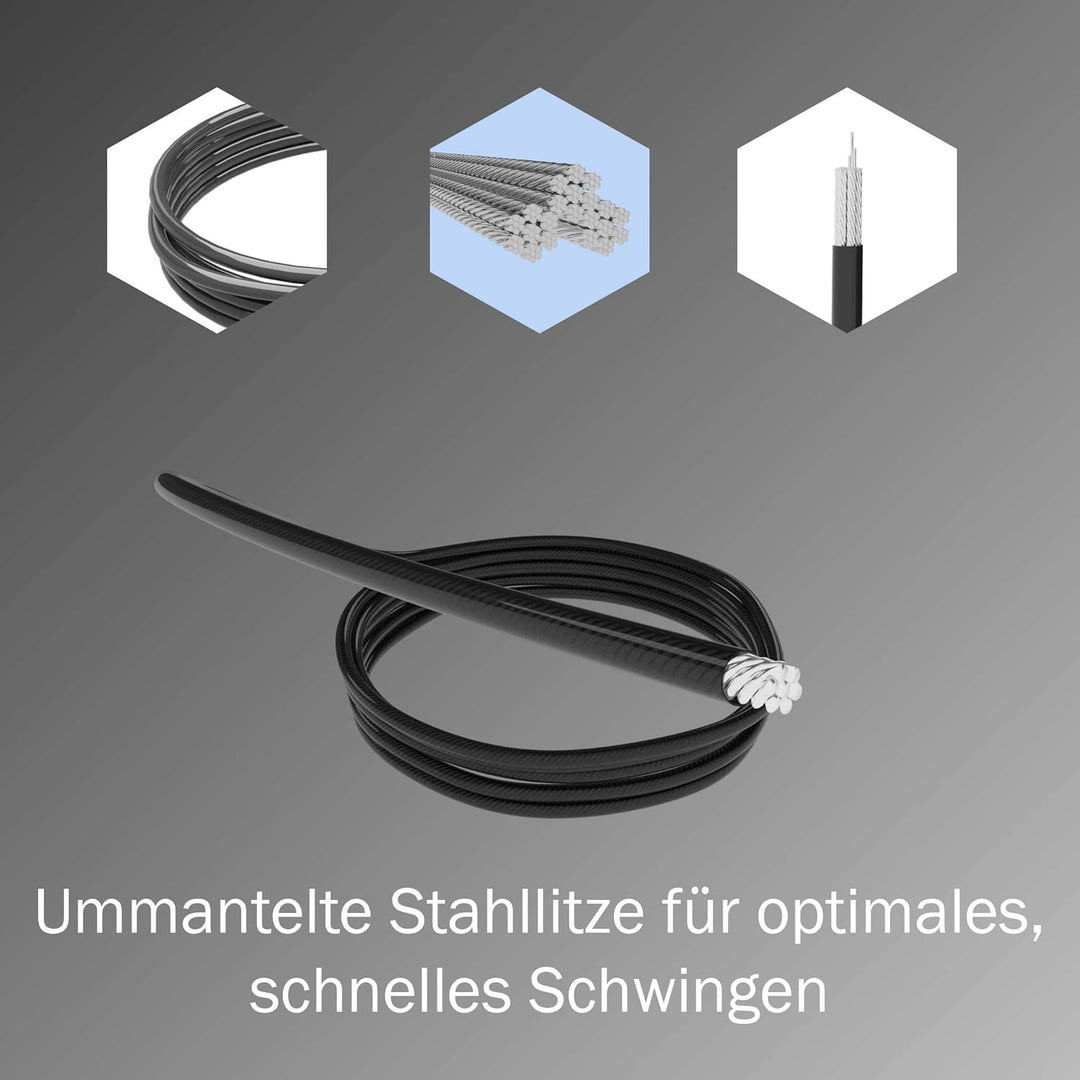 Springseil Profi mit 3D-Kugellager | Speedrope für Double-Unders mit Drahtseil | Optimal für Fitness