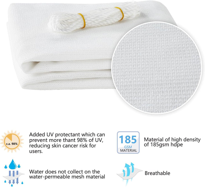 HAIKUS Sonnensegel 3x4 m Weiss Rechteckig, Premium HDPE UV Schutz Sonnenschutz Atmungsaktiv Wetterbe