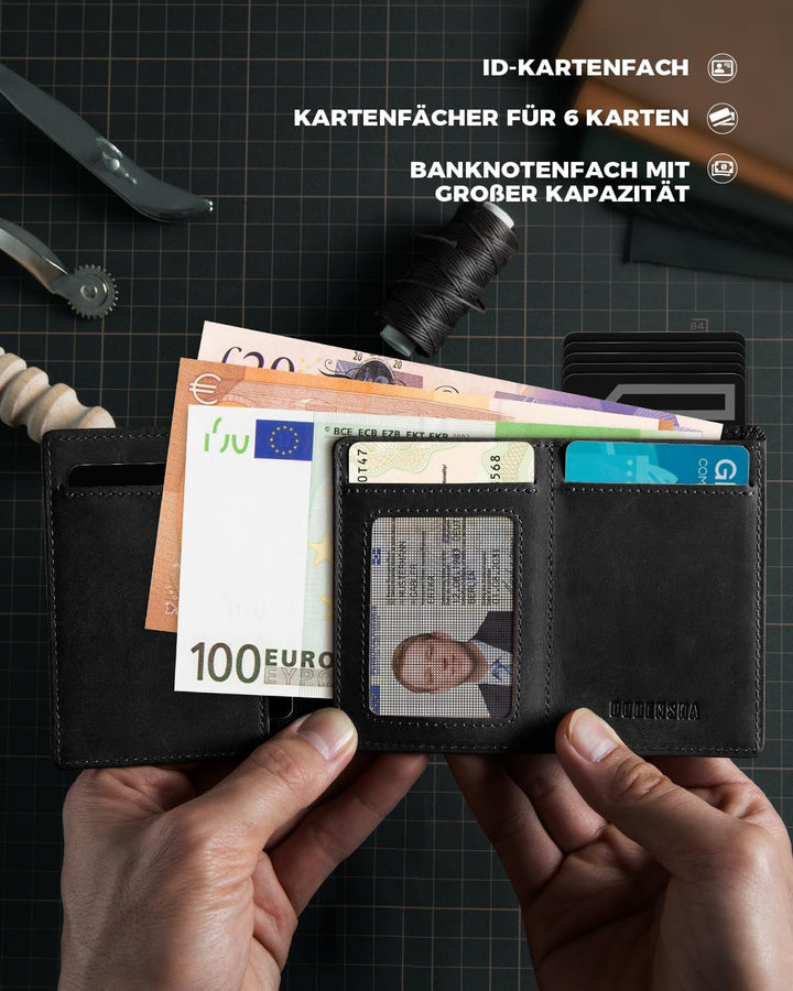 DODENSHA MagSnap Portmonee Herren I Slim Wallet mit Münzfach I Kreditkartenetui Geldbeutel für 10+ K