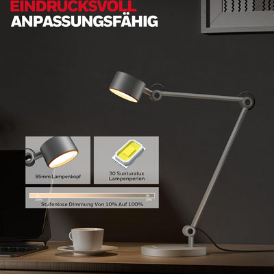 Honeywell Schreibtischlampen LED Dimmbar Desk Lamp - 4000K mit Touch Control Vollmetall Verstellbare