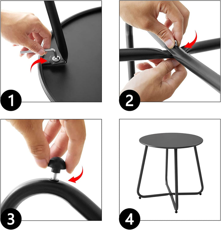 Beistelltisch, Kleiner Beistelltisch Metall, Garten Rund, Couchtish & Kaffeetisch mit Verstellbarer