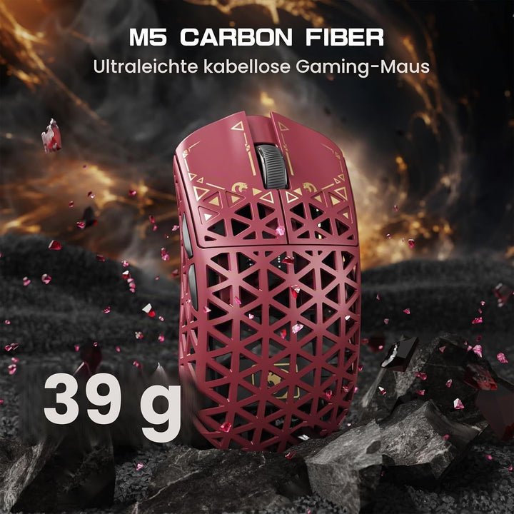 MAMBASNAKE M5 Ultra Carbon Fiber 8000Hz Kabellose Gaming-Maus mit Bis zu 42000 DPI, PAW3950MAX Senso