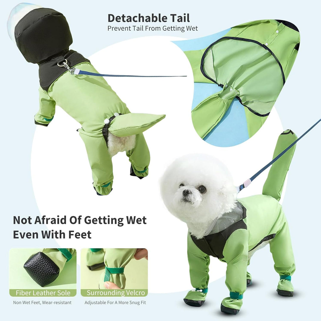 PETCUTE Hund Regenmantel,wasserdichte Hunde-Regenjacke mit Kapuze,Verstellbare Vierbeiner Hunderegen