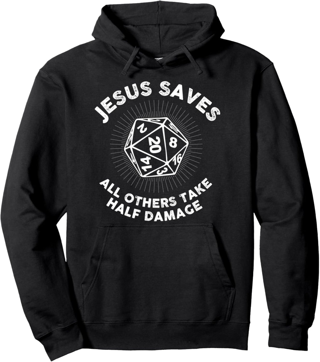 Jesus rettet Geschenk für einen D20-Rollenspiel-Nerd Pullover Hoodie