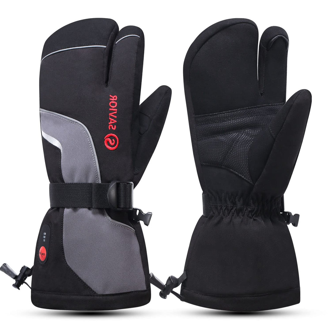 SAVIOR HEAT Beheizte Handschuhe Fäustlinge Männer Frauen, Elektrisch wiederaufladbare Batterie Ski S