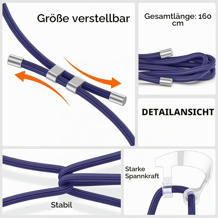 Handykette mit Band für iPhone 17 Pro Hülle, Verstellbarem und Demontage Band, Transparente Case mit