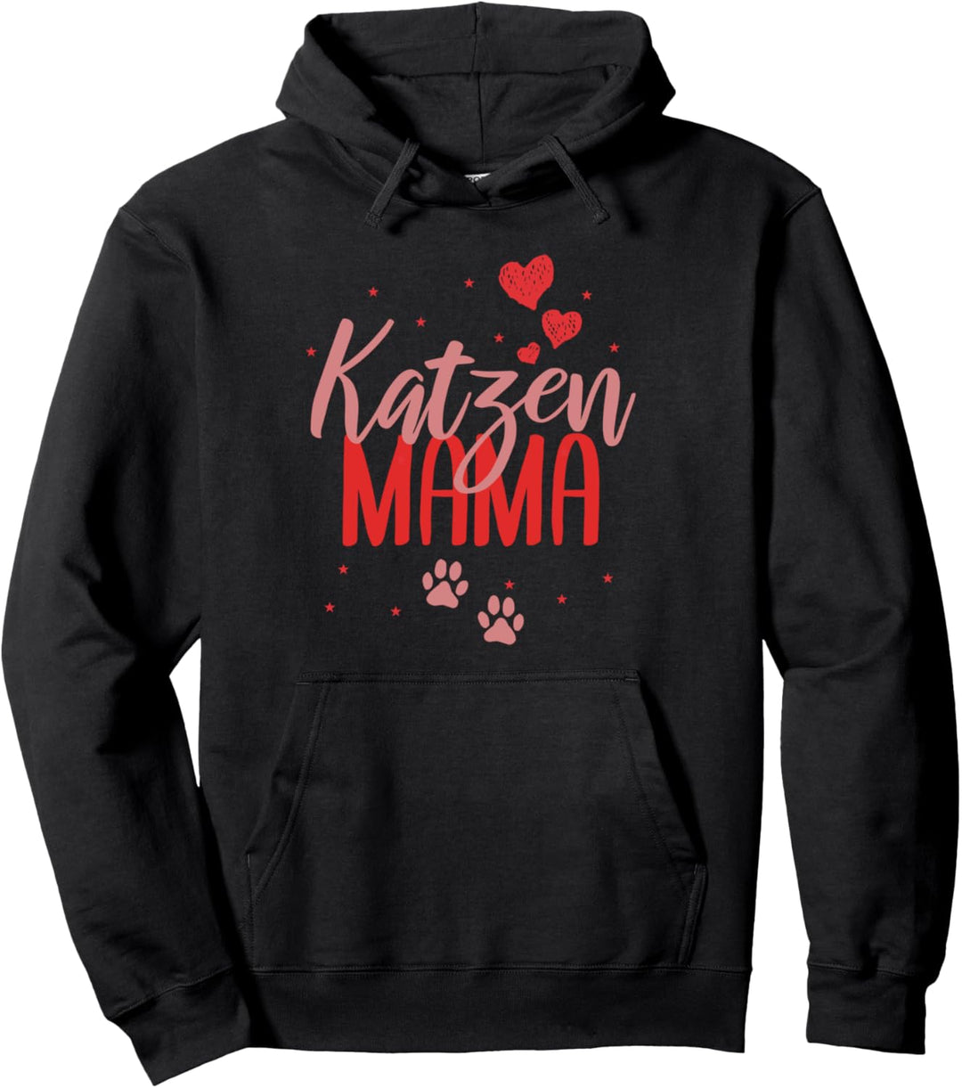 Katzenmama I Katze Mama mit Pfote und Herz Katzenfreunde Pullover Hoodie