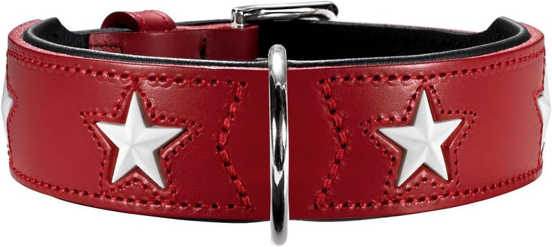 HUNTER MAGIC STAR Hundehalsband, mit Sternen, Leder, weich, 37 (XS-S), rot rot 37 (XS-S), rot 37 (XS