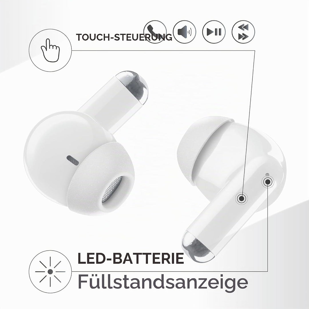 Music Sound Drift Bluetooth In-Ear-Kopfhörer kabellos mit kompaktem, farbenfrohem Case, Auto-Pairing