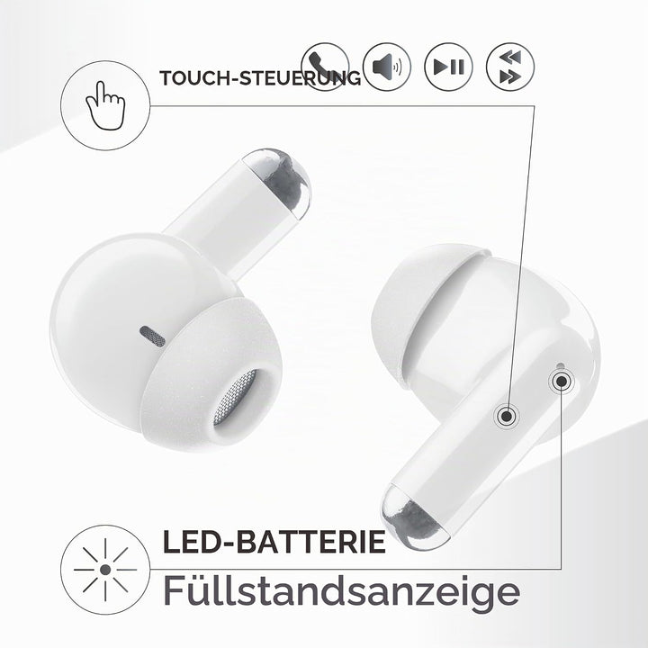 Music Sound Drift Bluetooth In-Ear-Kopfhörer kabellos mit kompaktem, farbenfrohem Case, Auto-Pairing
