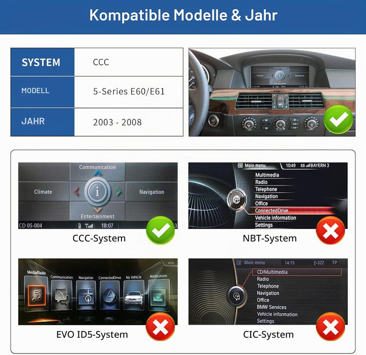 Road Top 12,3 Zoll Ultraschmaler Autoradio Carplay für BMW 5er E60/E61 CCC | 2003-2008 Jahr, Linux H