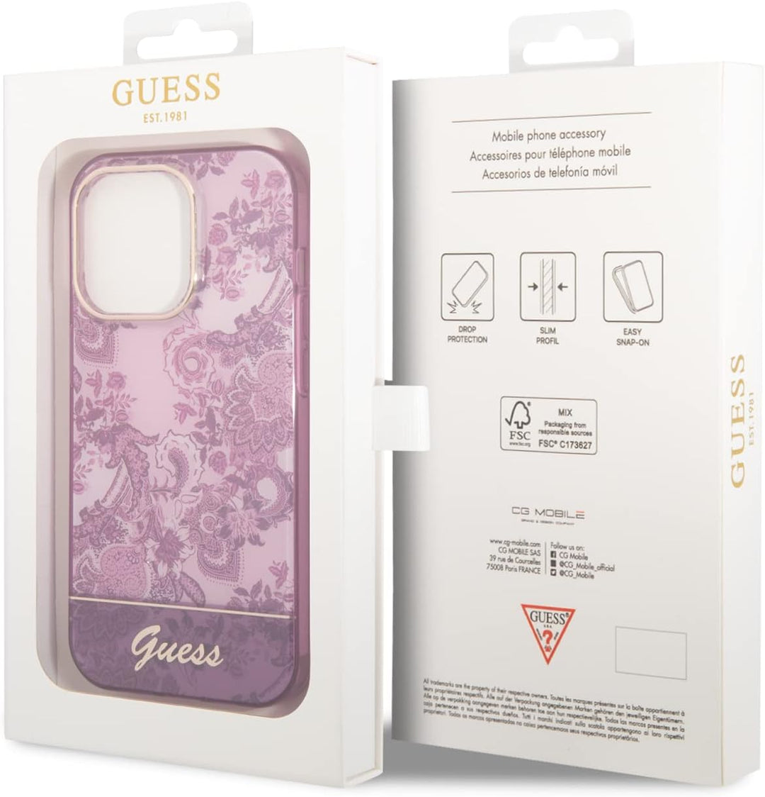 Guess GUHCP14LHGPLHF hülle für iPhone 14 Pro 6, 1" Fuchsia/Fuschia hardcase Porcelain Collection, sc