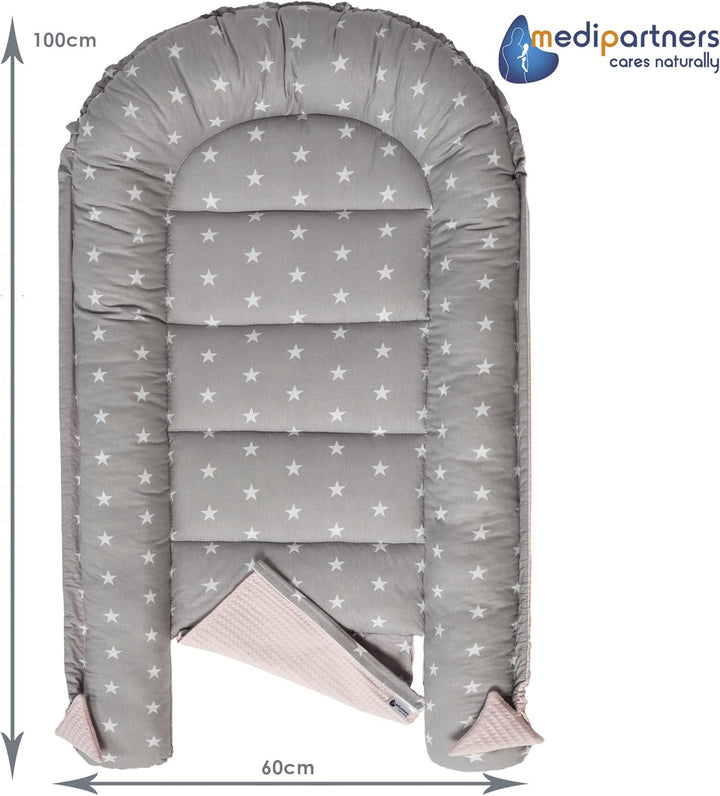 Medi Partners Babynest Kuschelnest Babynestchen 100% Baumwolle Waffle Nestchen Reisebett für Babys S