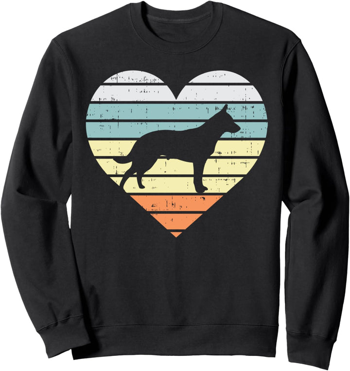Heeler Heart Sunset Retro Animal Blue Red Cattle Dog Gift Sweatshirt