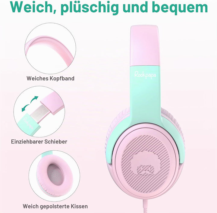 RockPapa Share 2 Pack Kinder Kopfhörer, 85dB/94dB Lautstärkebegrenzung Mit Mikrofon, Sharing-Funktio