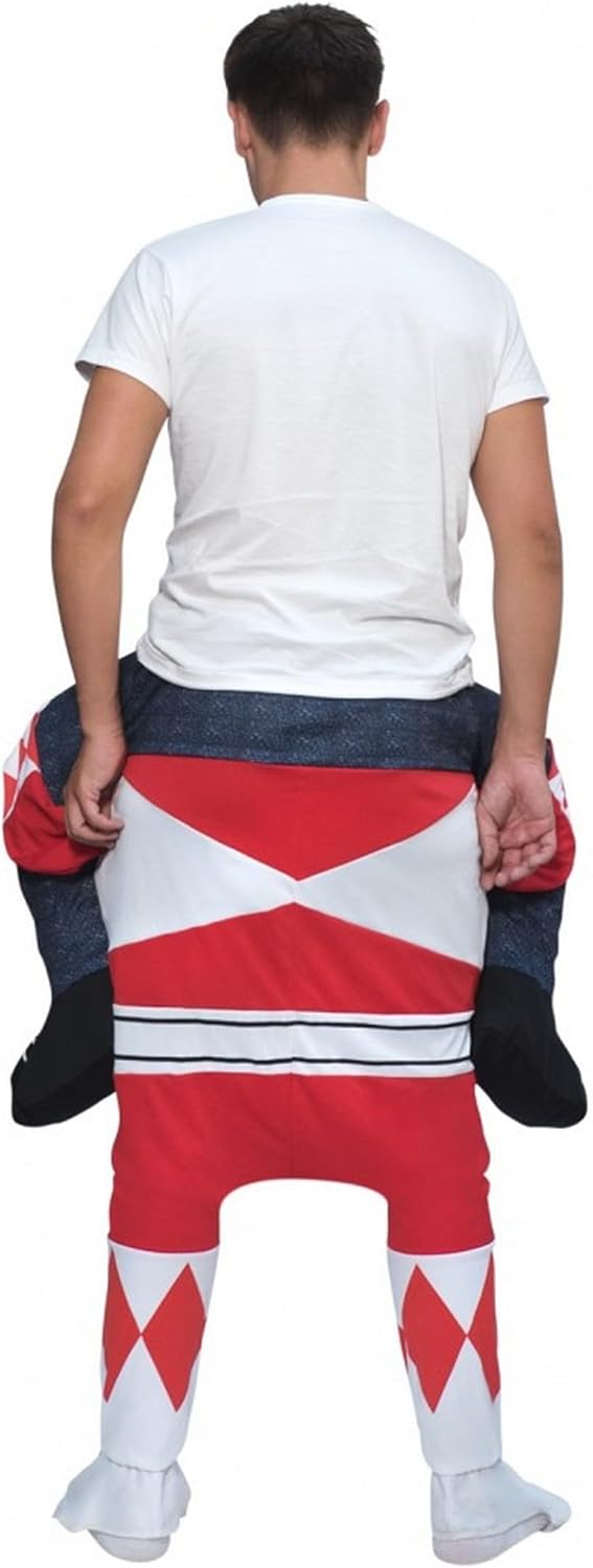 Morph Rotes Power Ranger Huckepack Kostüm für Erwachsene, Lustiges Faschingskostüm Damen Herren Powe