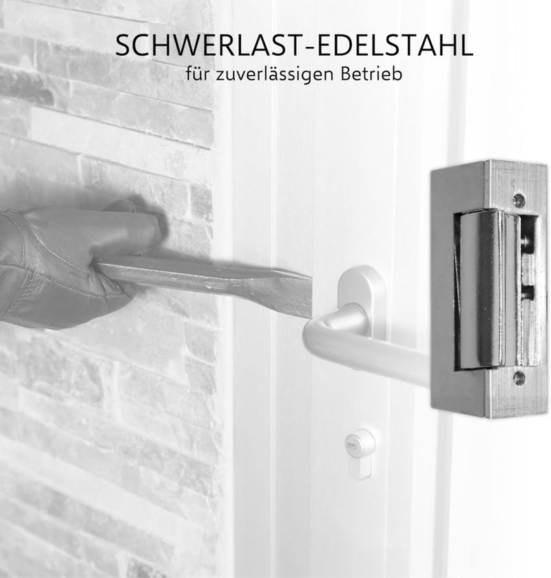 ELRO DL6000 Elektrischer Türöffner - 12V - Funktioniert mit ELRO Intercoms & TMEZON 12V - Edelstahl,