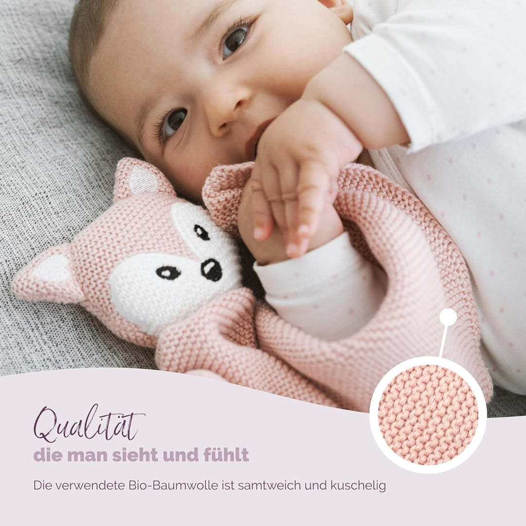 Livella Kuscheltuch „Fuchs“ mit Söckchen - Reine Bio-Baumwolle – Premium Schmusetuch, Kuscheldecke,