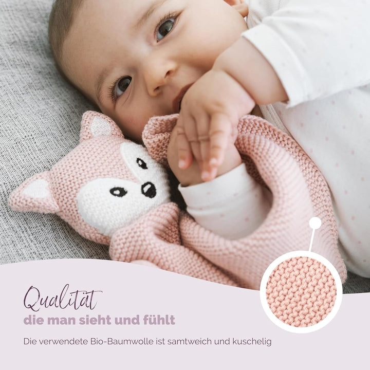 Livella Kuscheltuch „Fuchs“ mit Söckchen - Reine Bio-Baumwolle – Premium Schmusetuch, Kuscheldecke,