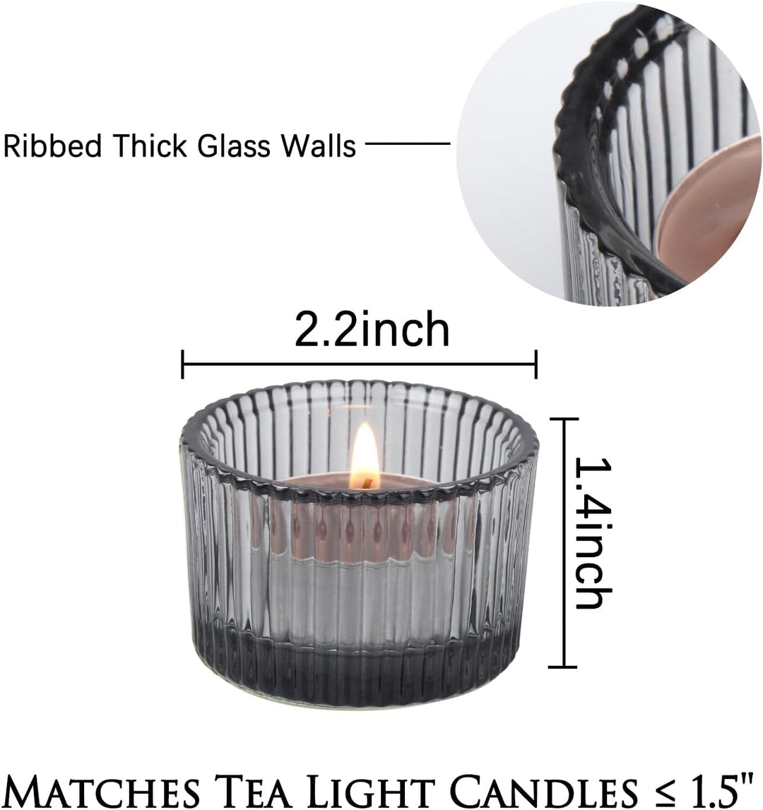 HofferRuffer 12er-Set Teelichthalter, Kerzenhalter aus Glas für Teelichter, Votivkerzenhalter für Ho