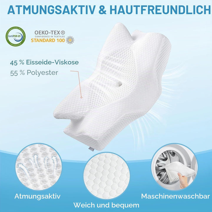 Elviros Orthopädisches Kissen aus Memory Foam, Seitenschläferkissen Nackenstützkissen, Kopfkissen Na