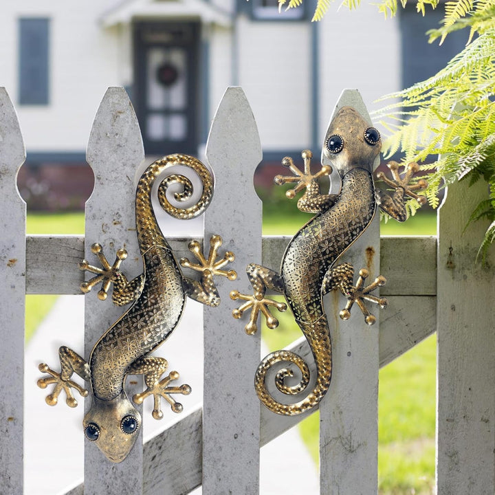 Liffy Metall Gecko Wanddekoration (goldene Eidechse), goldene Eidechse