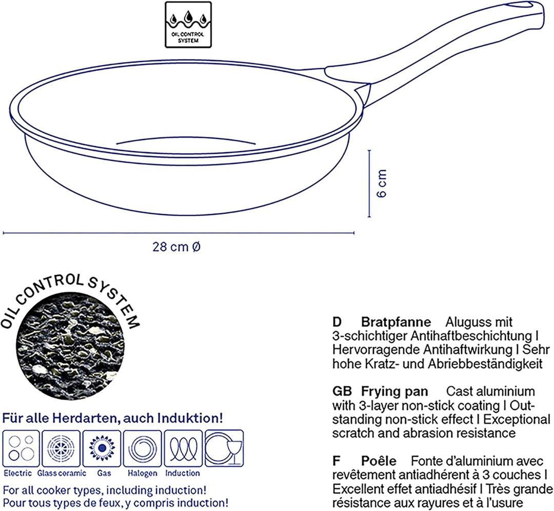 Kela 12217 Stella Nova Bratpfanne, Aluminum, 5 liters, Schwarz Ø 28 cm, Ø 28 cm
