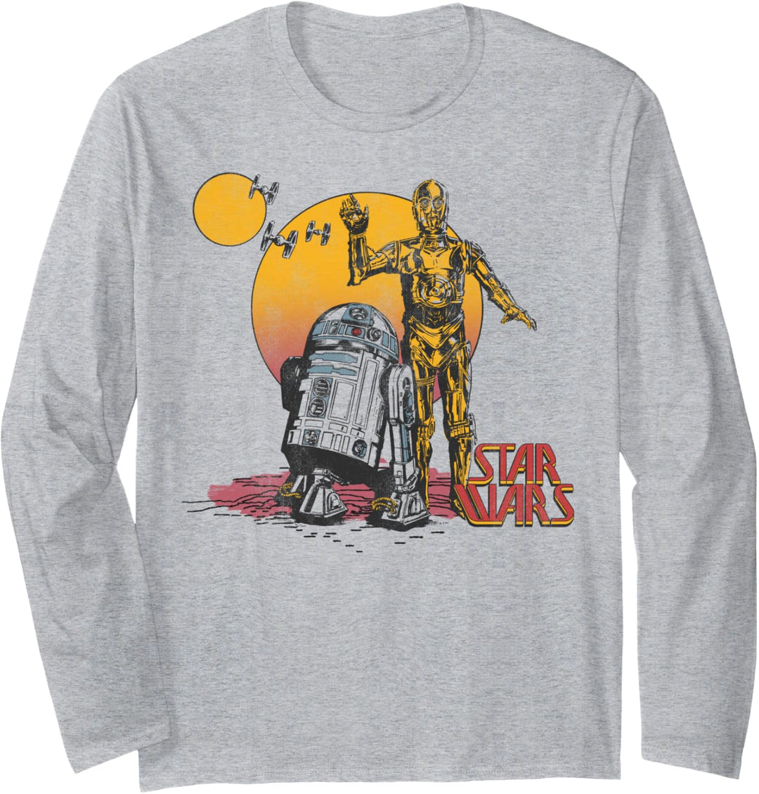Star Wars R2-D2 And C-3PO Sunset Portrait Langarmshirt