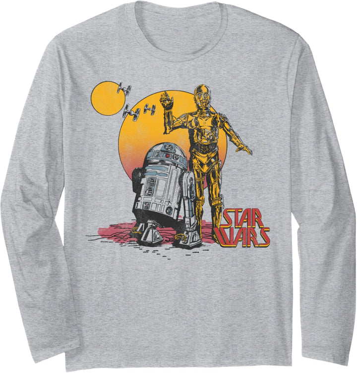 Star Wars R2-D2 And C-3PO Sunset Portrait Langarmshirt
