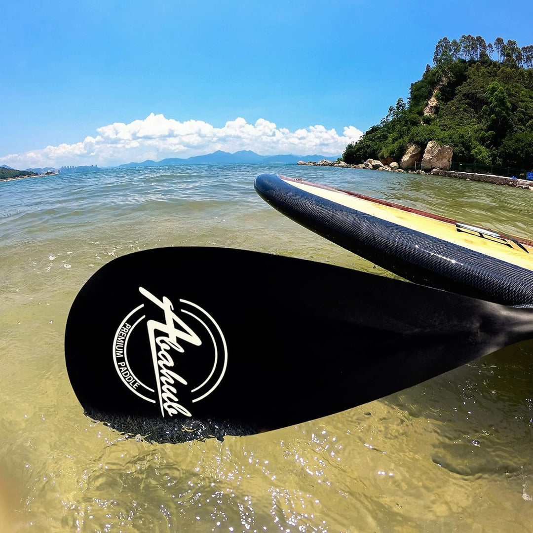 Abahub 3teilig Carbon SUP Paddel mit Paddeltasche Stand Up Teleskoppaddel 170-218cm Karbonschaft+Kun
