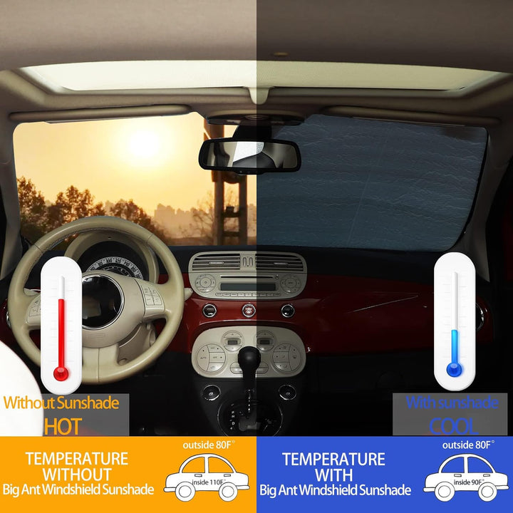 YANER Auto Windschutzscheibe Sonnenschutz UV Ray Reflektor für Fiat 500 2010-2022 Frontscheibe Sonne