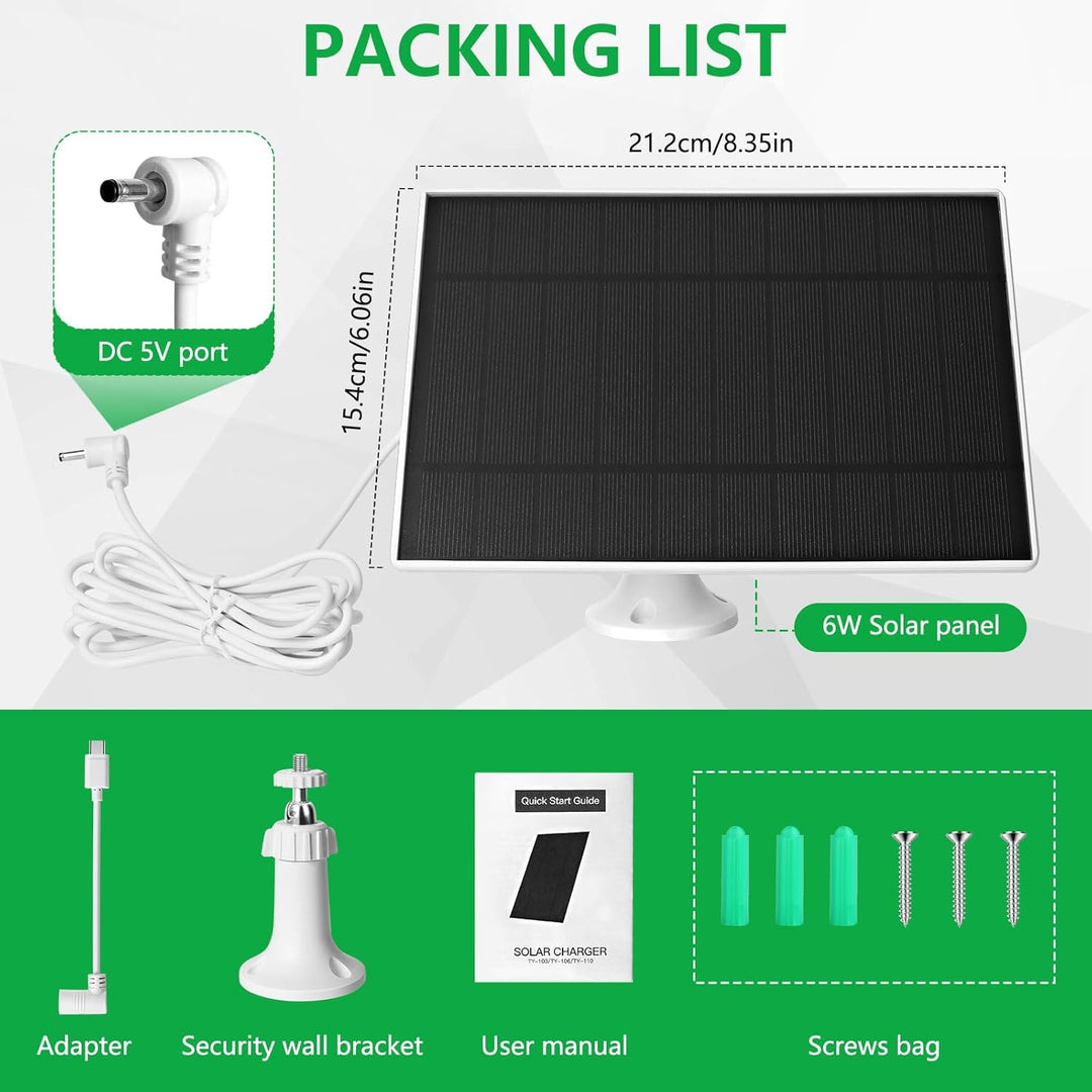 Hossom Solarpanel für Ring Kamera, 6W Kamera Solarmodul Kompatibel mit Ring Spotlight Cam/Pro/Plus u