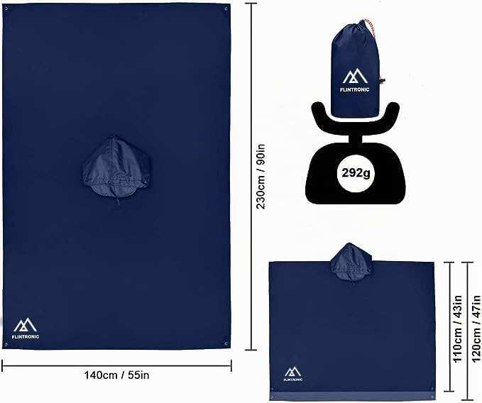 flintronic Regenponcho Herren, Wasserdichter Regenponcho, Leichter regenschutz Regencape, 3 in 1 wie