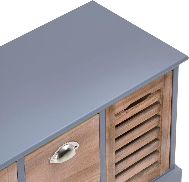 CARO-Möbel Sitzbank TRIENT im Vintage Look grau/Natur Garderobenbank Sitztruhe mit 3 Schubkästen, Sh